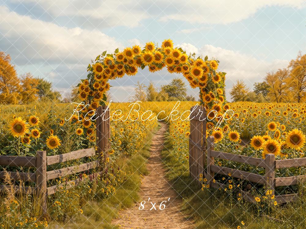 On Sale Kate Autumn Sunflower Arch Path Backdrop Designed by Emetselch -UK