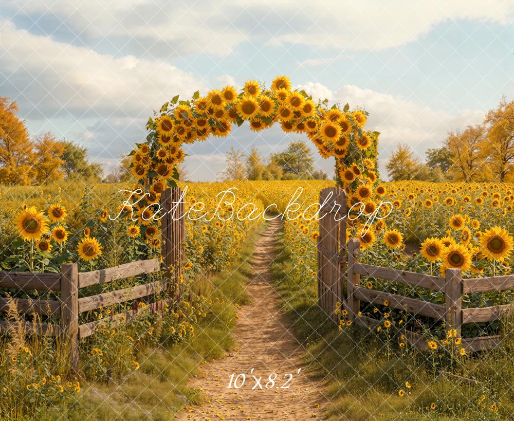 On Sale Kate Autumn Sunflower Arch Path Backdrop Designed by Emetselch -UK