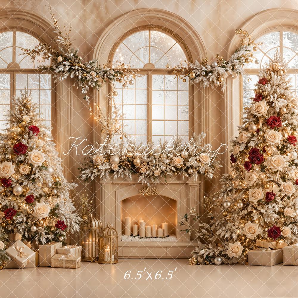 Kate Christmas Tree Fireplace Arched Window Backdrop Designed by Emetselch