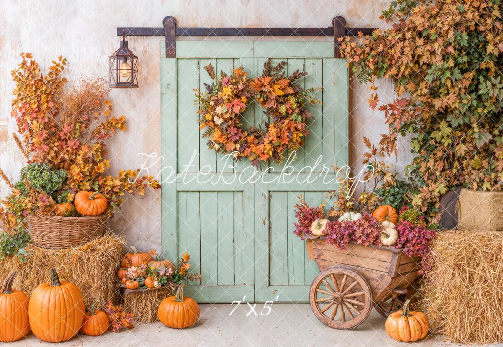 On Sale Kate Autumn Rustic Harvest Pumpkins Door Backdrop Designed by Emetselch -UK