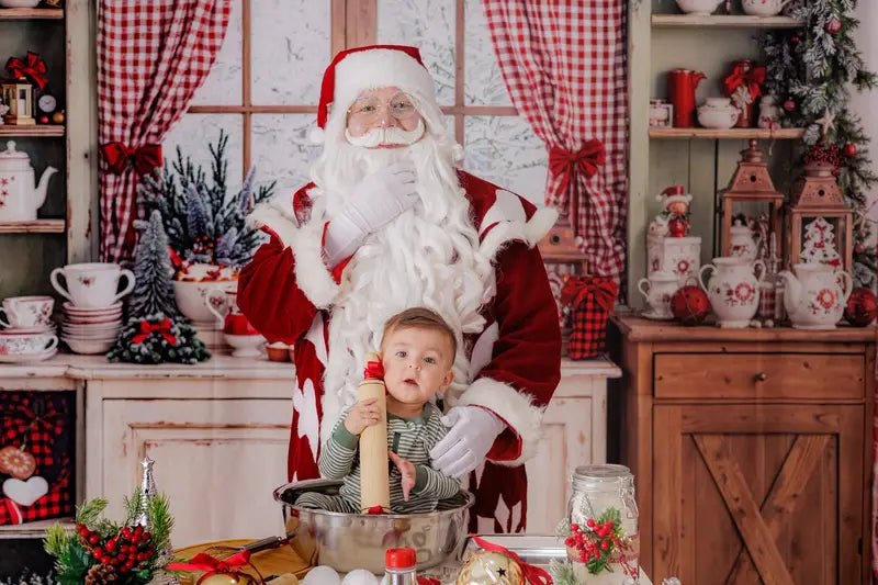 Kate Christmas Kitchen Rustic Cupboard Window Backdrop Designed by Emetselch -UK