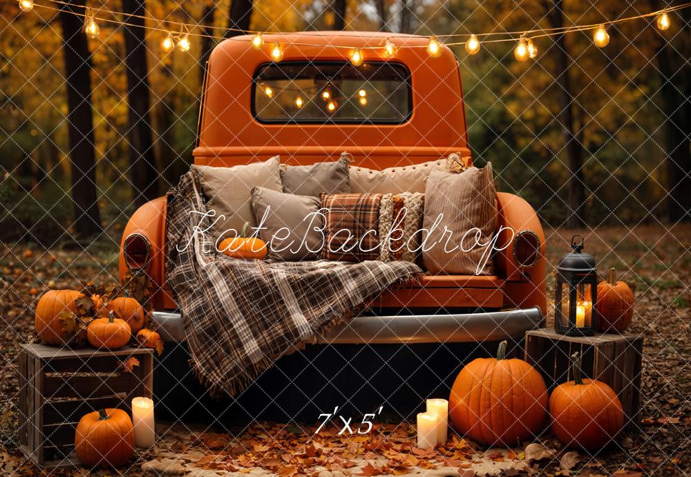 On Sale Kate Autumn Truck Pumpkin Lights Backdrop Designed by Emetselch -UK