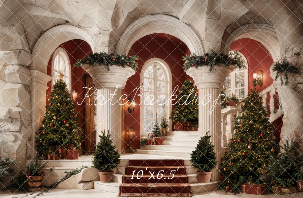 Kate Christmas Retro Staircase Arch Tree Backdrop Designed by Emetselch -UK