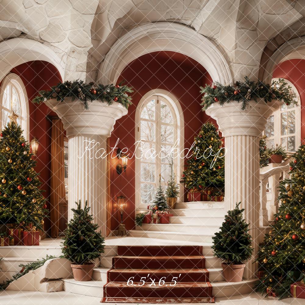 Kate Christmas Retro Staircase Arch Tree Backdrop Designed by Emetselch
