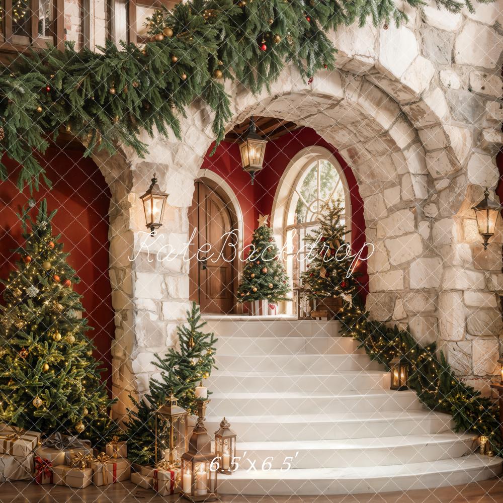On Sale Kate Christmas Tree Cascading Stairs Brick Arch Backdrop Designed by Emetselch -UK