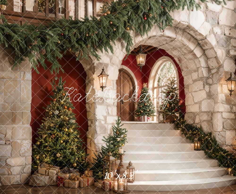 On Sale Kate Christmas Tree Cascading Stairs Brick Arch Backdrop Designed by Emetselch -UK