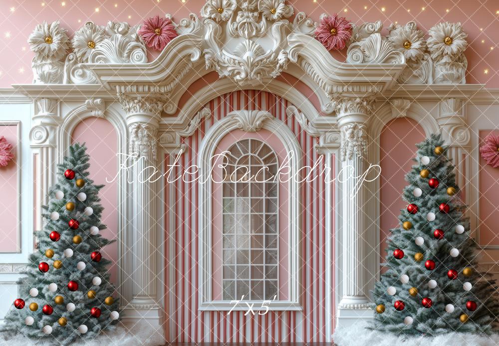 Kate Christmas Tree Retro Pink Wall Backdrop Designed by Mini MakeBelieve