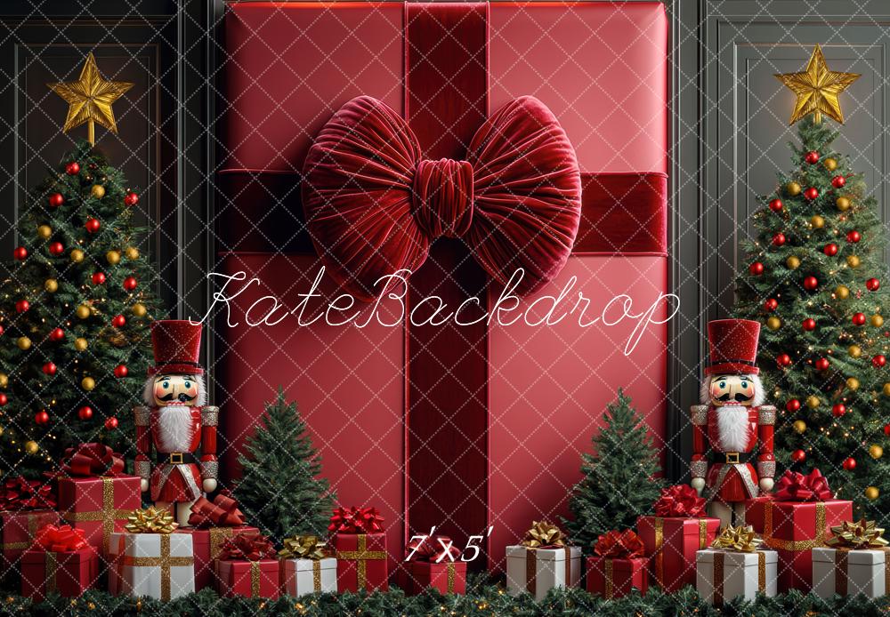 Kate Christmas Red Wall Nutcracker Gifts Backdrop Designed by Mini MakeBelieve