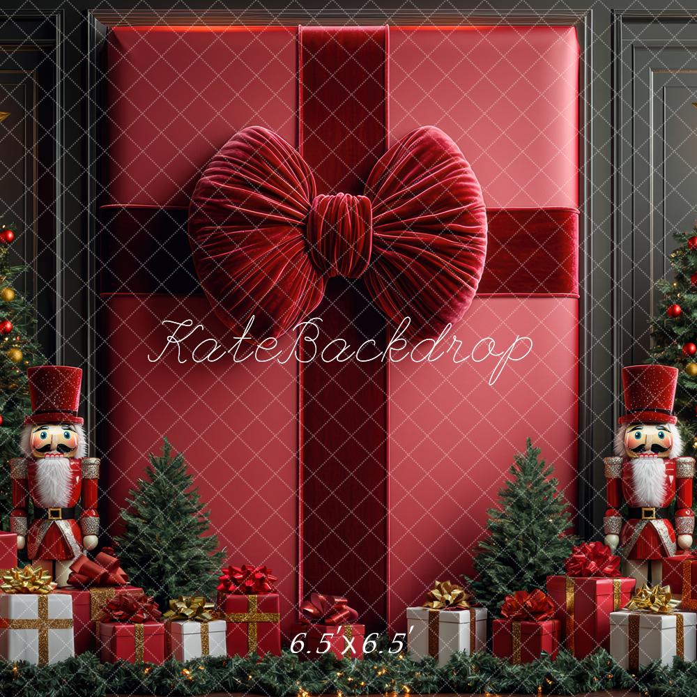 Kate Christmas Red Wall Nutcracker Gifts Backdrop Designed by Mini MakeBelieve