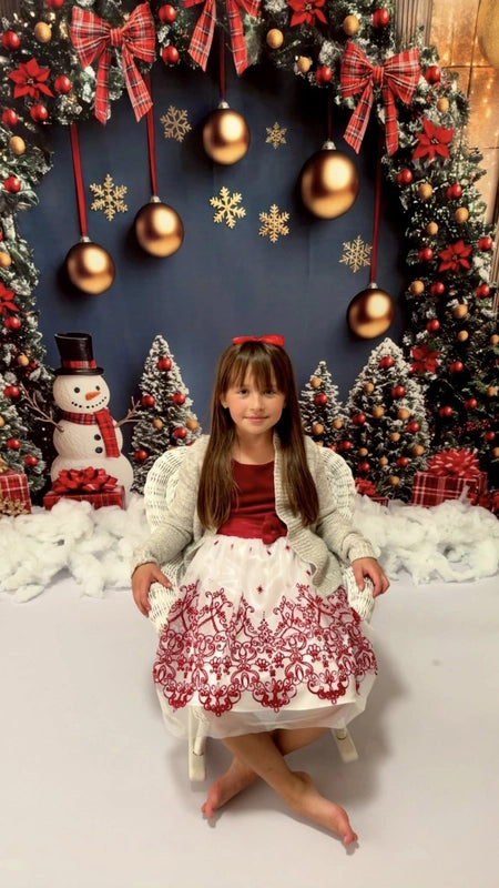 Kate Christmas Trees Snowman Gifts Arch Backdrop Designed by Mini MakeBelieve