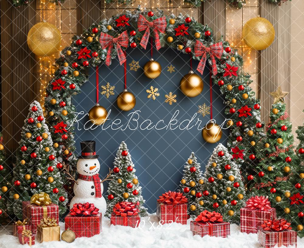Kate Christmas Trees Snowman Gifts Arch Backdrop Designed by Mini MakeBelieve -UK