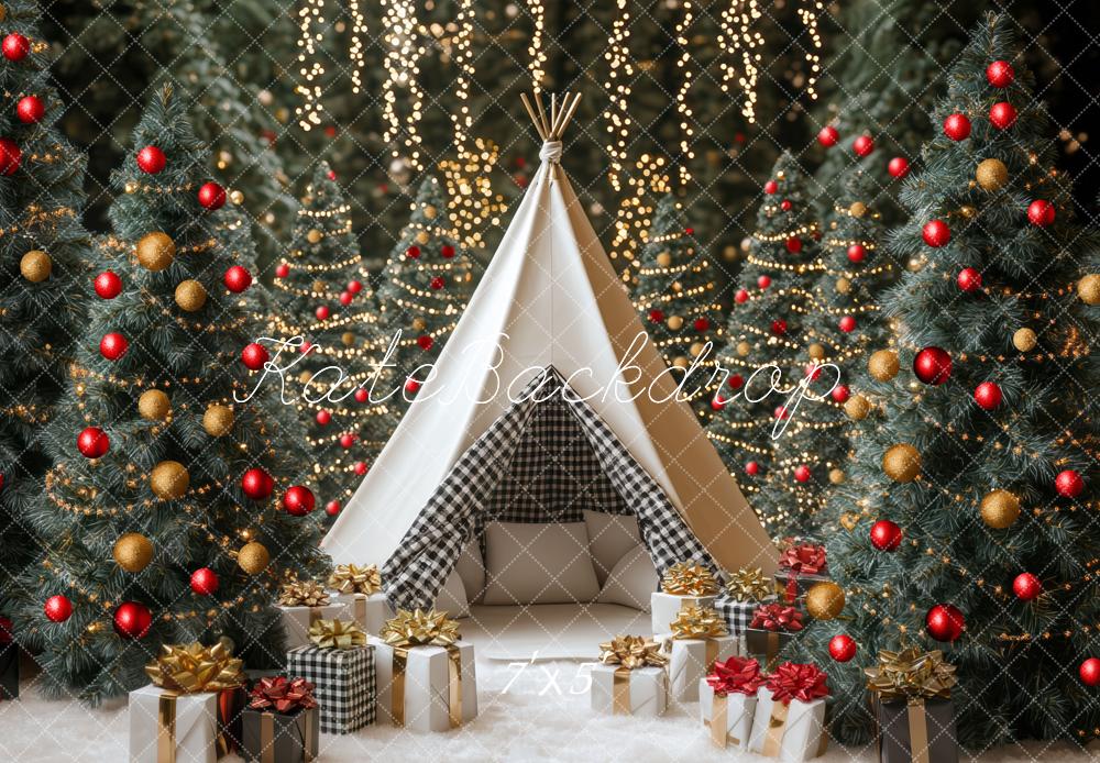 Kate Christmas White Teepee Forest Gift Backdrop Designed by Mini MakeBelieve -UK