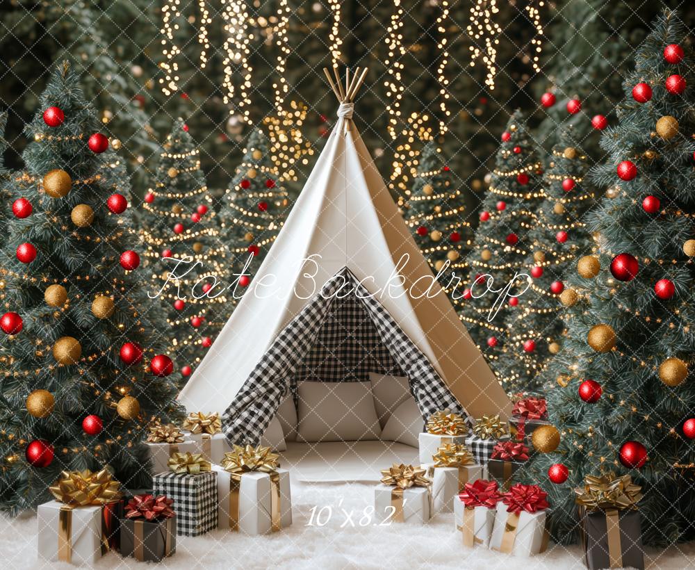 Kate Christmas White Teepee Forest Gift Backdrop Designed by Mini MakeBelieve -UK