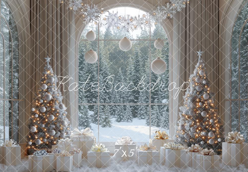 Kate Christmas Tree Window Winter Snow Backdrop Designed by Mini MakeBelieve -UK