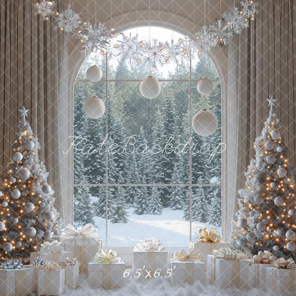 Kate Christmas Tree Window Winter Snow Backdrop Designed by Mini MakeBelieve -UK
