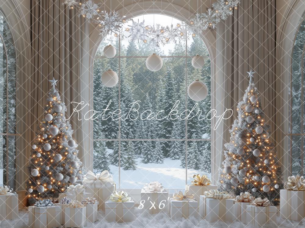 Kate Christmas Tree Window Winter Snow Backdrop Designed by Mini MakeBelieve -UK