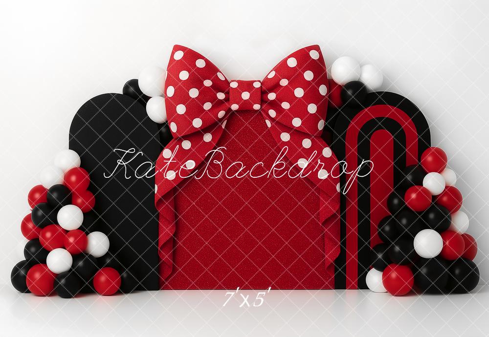 Kate Cake Smash Red Bow Balloon Arch Backdrop Designed by Ashley Paul -UK