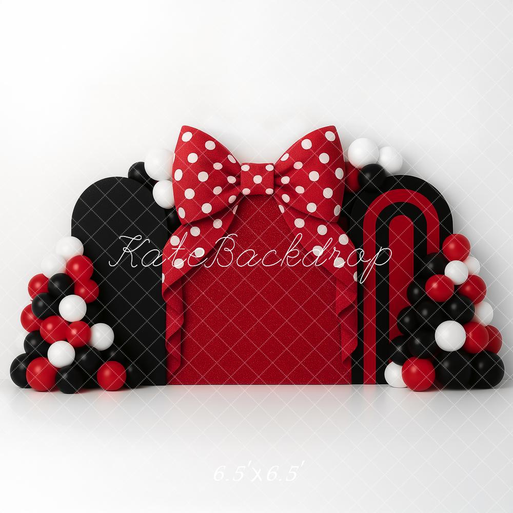 Kate Cake Smash Red Bow Balloon Arch Backdrop Designed by Ashley Paul -UK