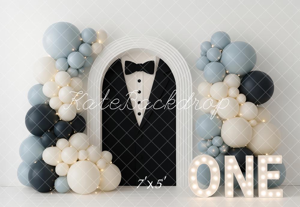 Kate 1st Birthday Tuxedo Balloon Arch Backdrop Designed by Ashley Paul -UK