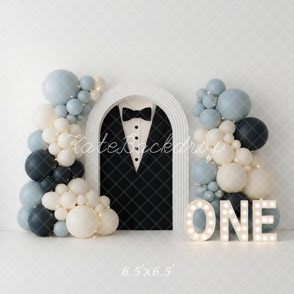 Kate 1st Birthday Tuxedo Balloon Arch Backdrop Designed by Ashley Paul -UK