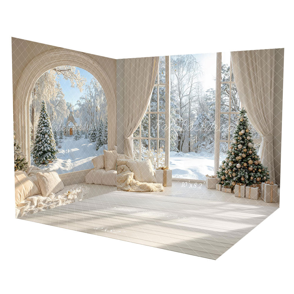 Kate Christmas Winter Arch Snowy Window Tree Cottage Room Set -UK