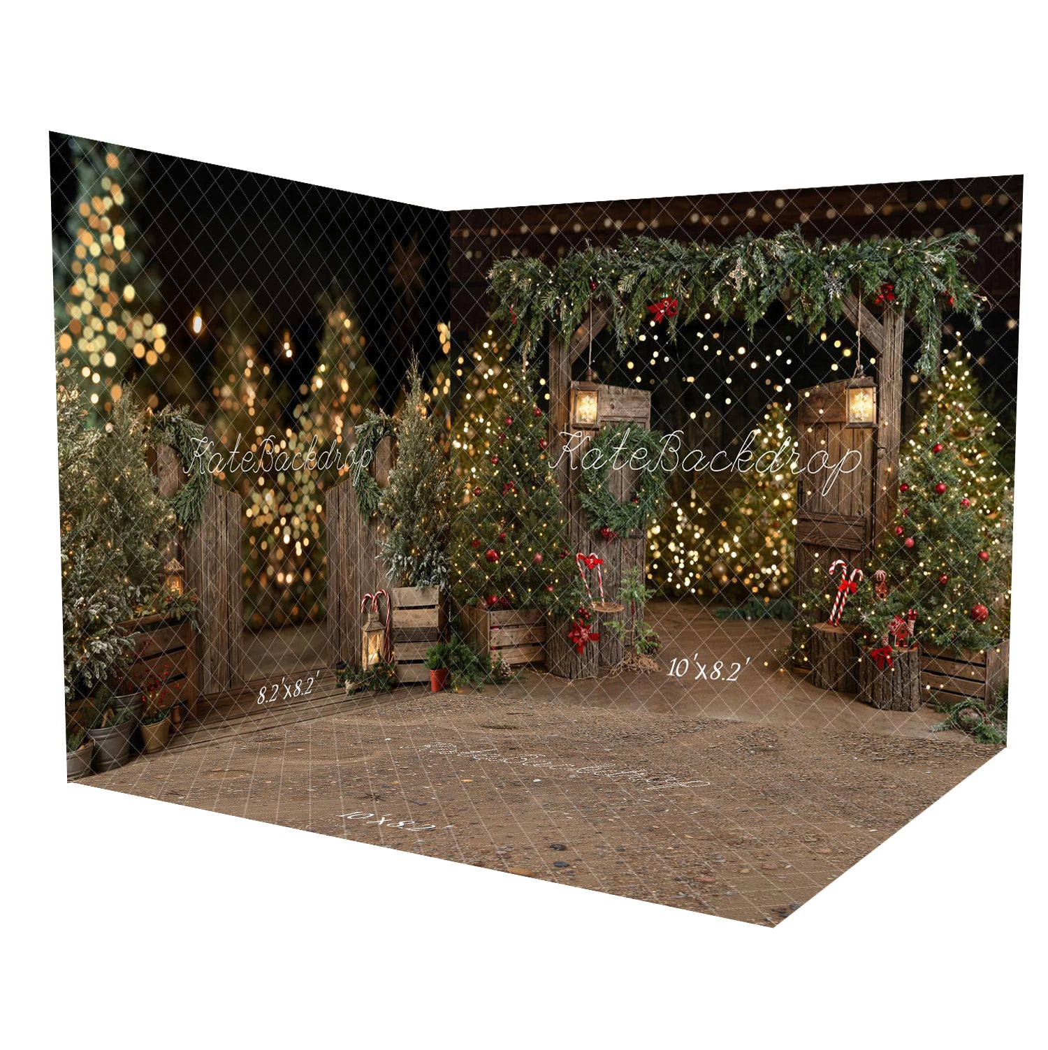 Kate Christmas Tree Rustic Barn Door Wooden Room Set -UK