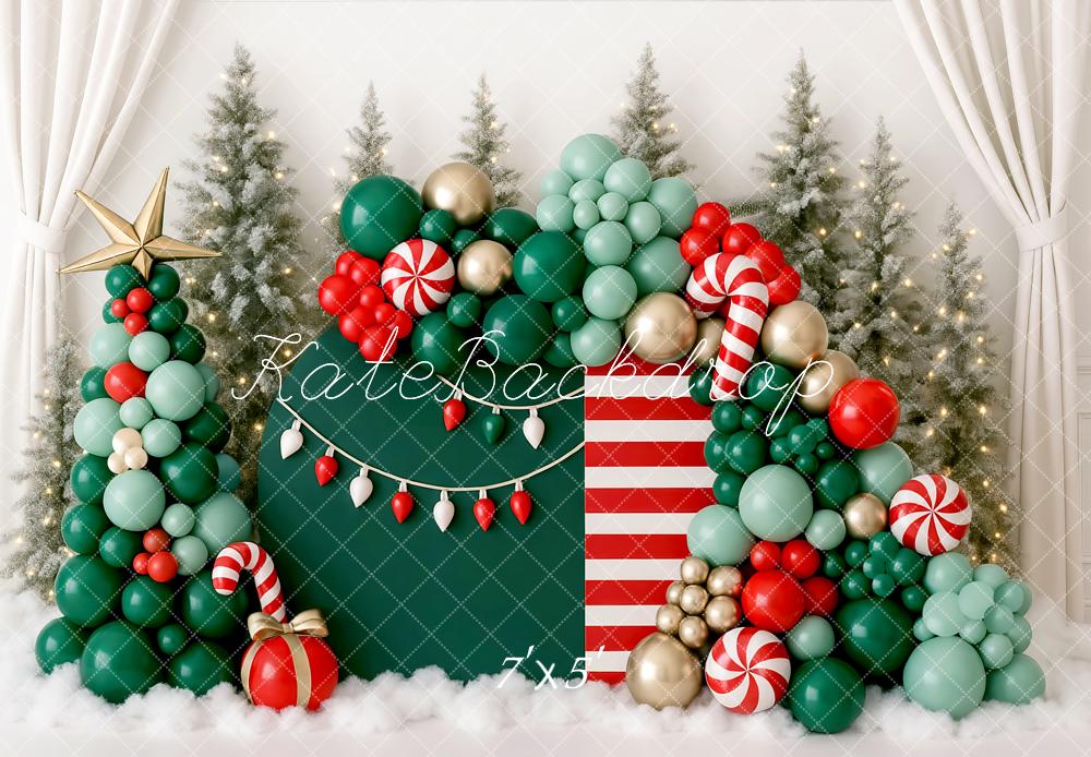 Kate Christmas Balloon Candy Cane Trees Backdrop Designed by Mini MakeBelieve -UK