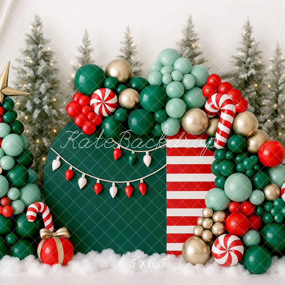 Kate Christmas Balloon Candy Cane Trees Backdrop Designed by Mini MakeBelieve -UK