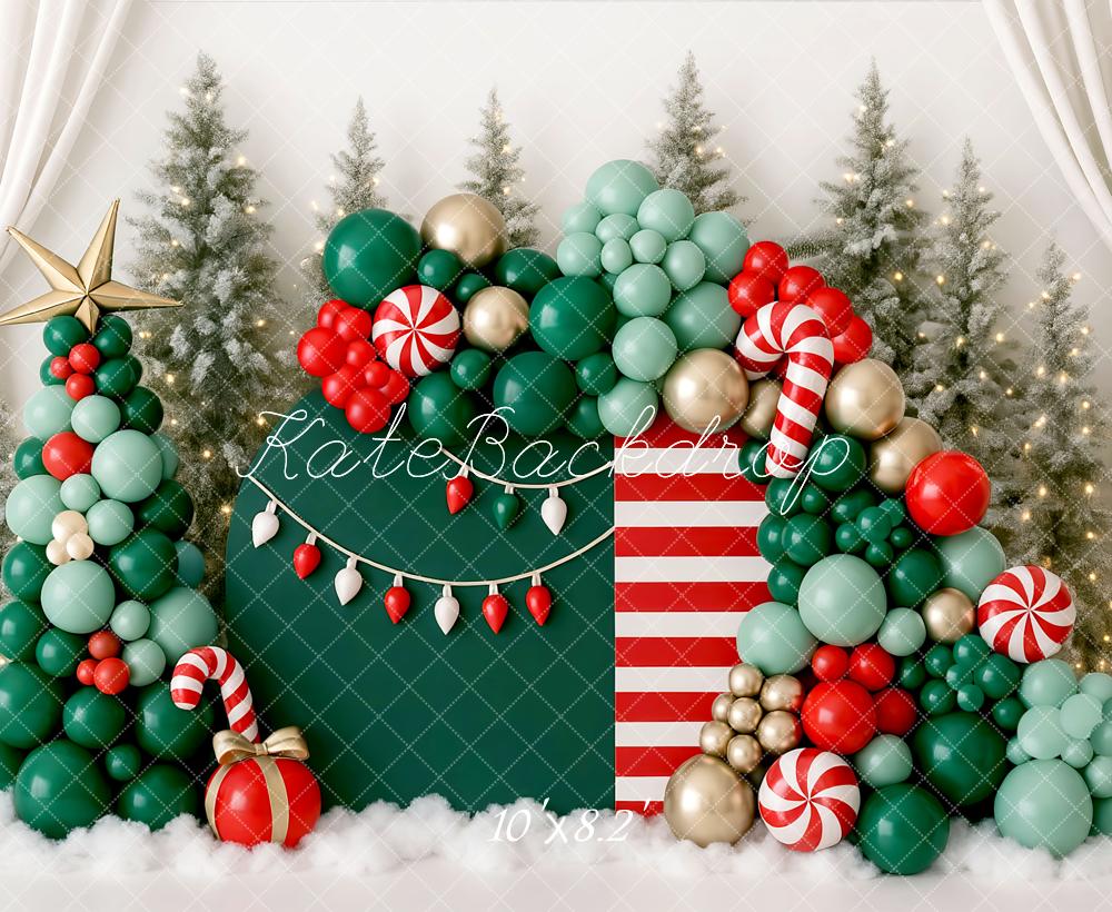 Kate Christmas Balloon Candy Cane Trees Backdrop Designed by Mini MakeBelieve -UK
