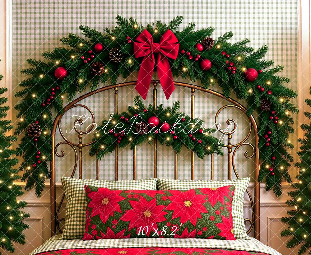 Kate Christmas Headboard Poinsettia Pillow Backdrop Designed by Mini MakeBelieve -UK
