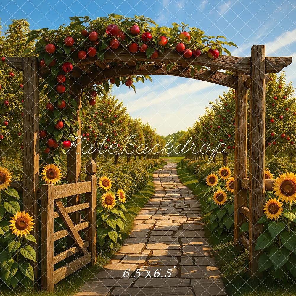 Kate Autumn Orchard Arch Sunflowers Path Backdrop Designed by Mini MakeBelieve -UK