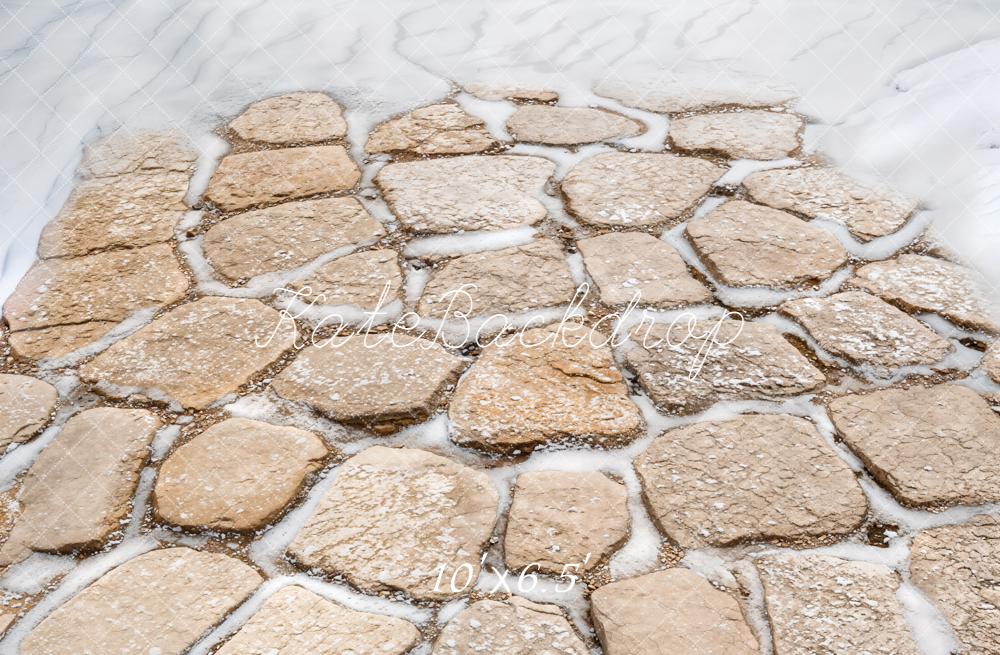 Kate Winter Cobblestone Snow Floor Backdrop Designed by Emetselch -UK