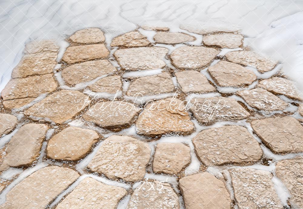 Kate Winter Cobblestone Snow Floor Backdrop Designed by Emetselch -UK
