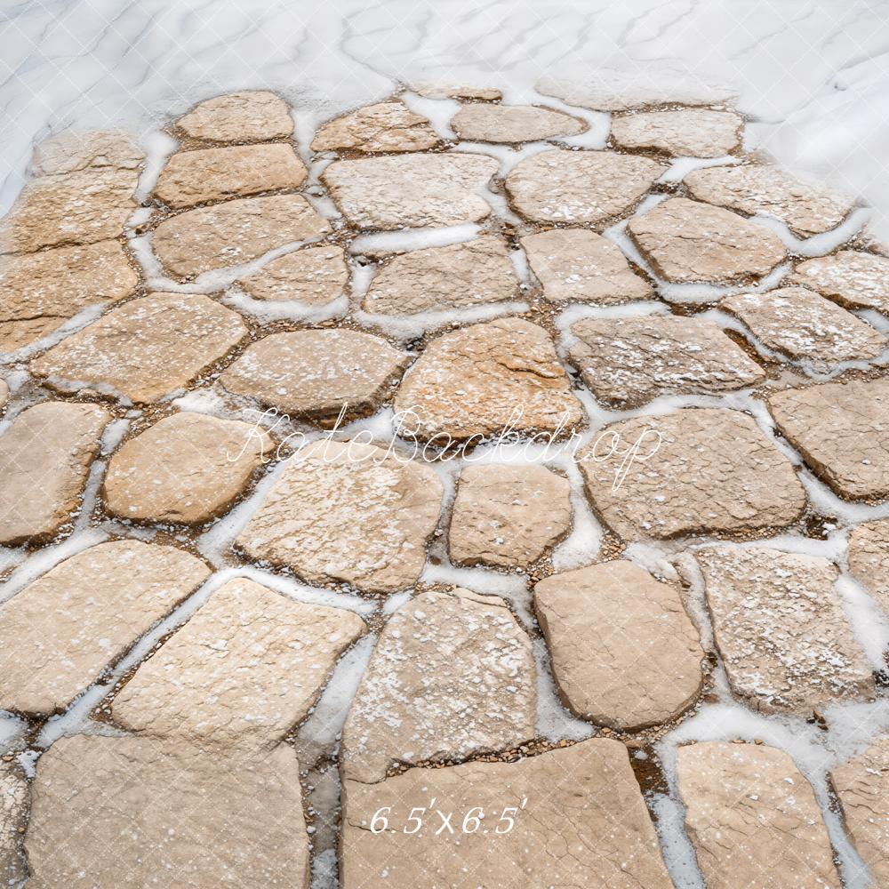 Kate Winter Cobblestone Snow Floor Backdrop Designed by Emetselch -UK