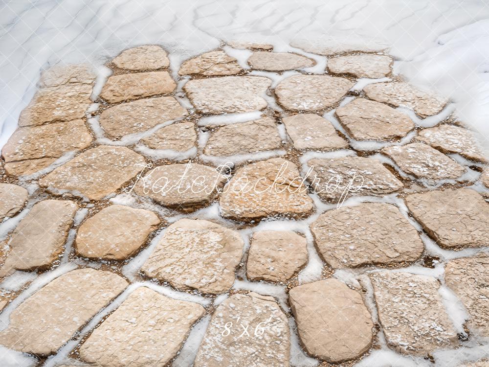 Kate Winter Cobblestone Snow Floor Backdrop Designed by Emetselch -UK