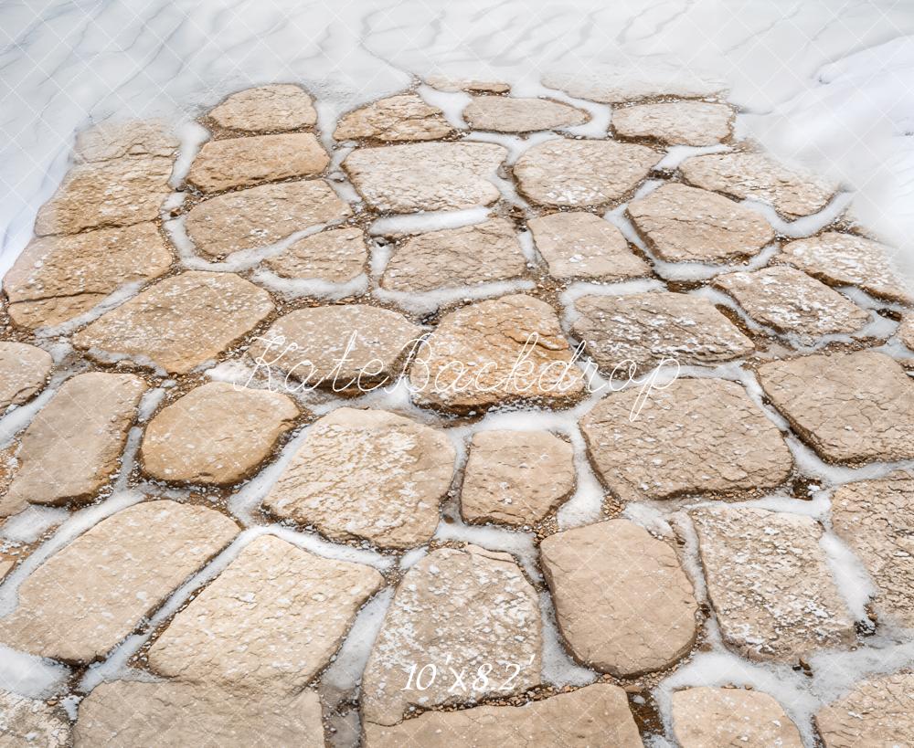 Kate Winter Cobblestone Snow Floor Backdrop Designed by Emetselch -UK