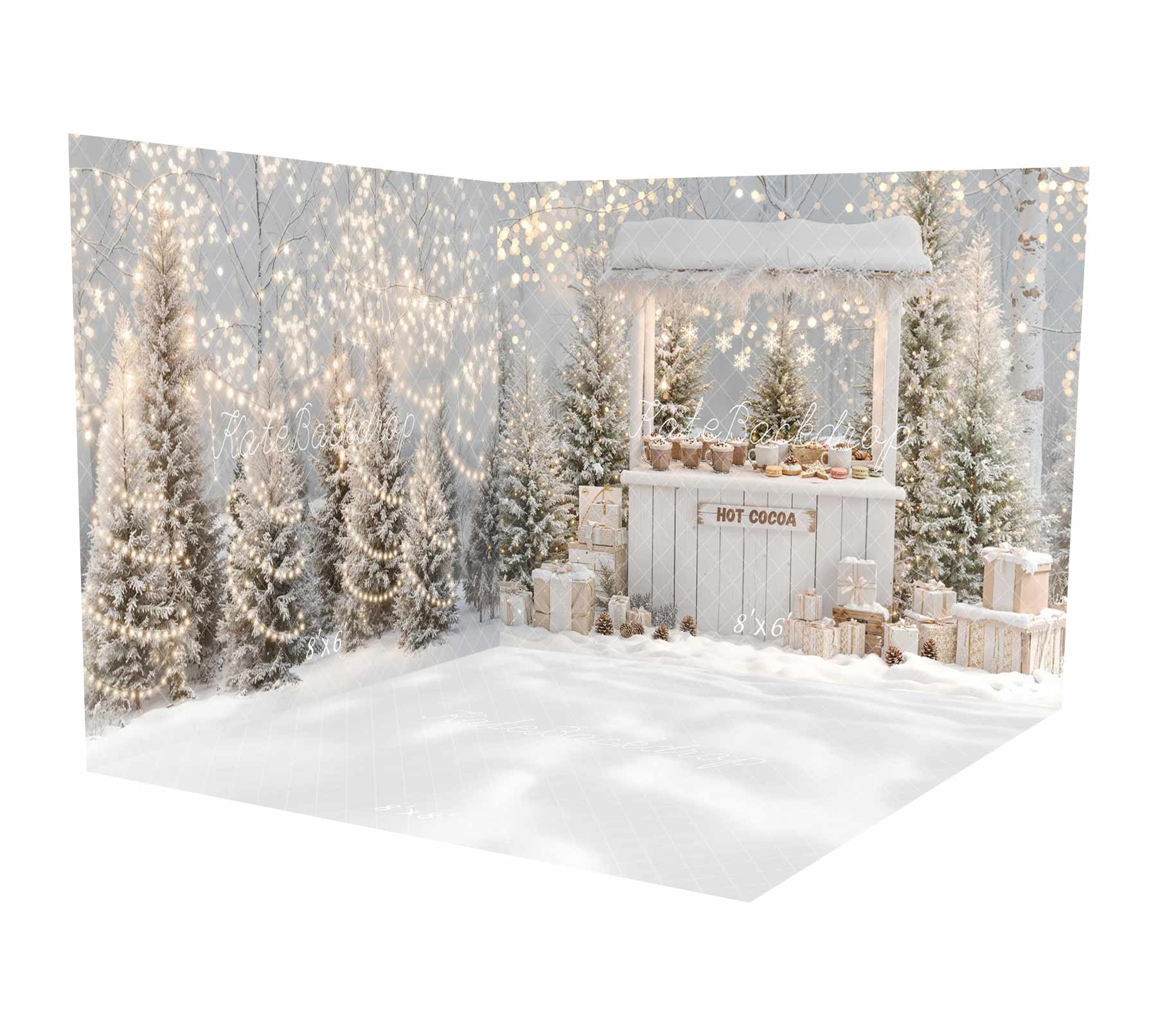 Kate Christmas Winter Hot Cocoa Stand Snowy Trees Gifts Room Set -UK