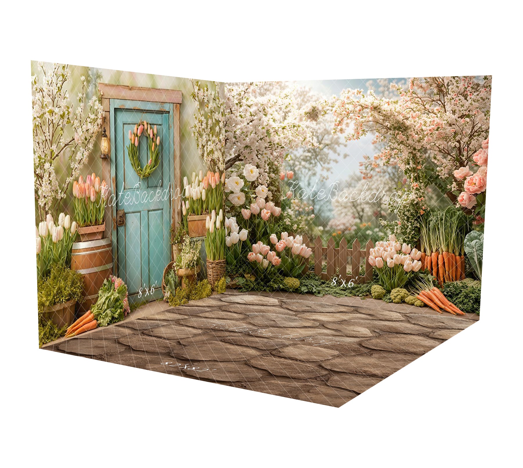 Kate Spring Easter Tulips Carrots Garden Fence Room Set