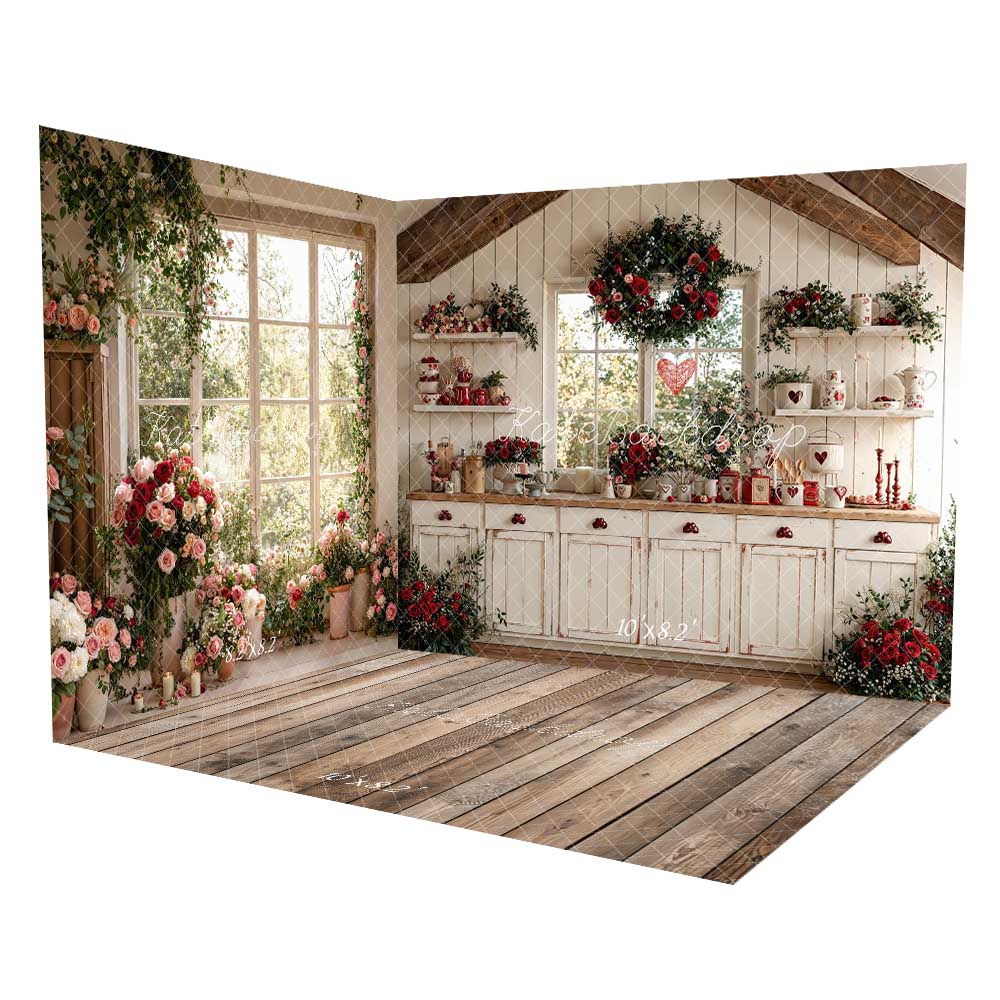 Kate Valentine's Day Rustic White Kitchen Window Room Set