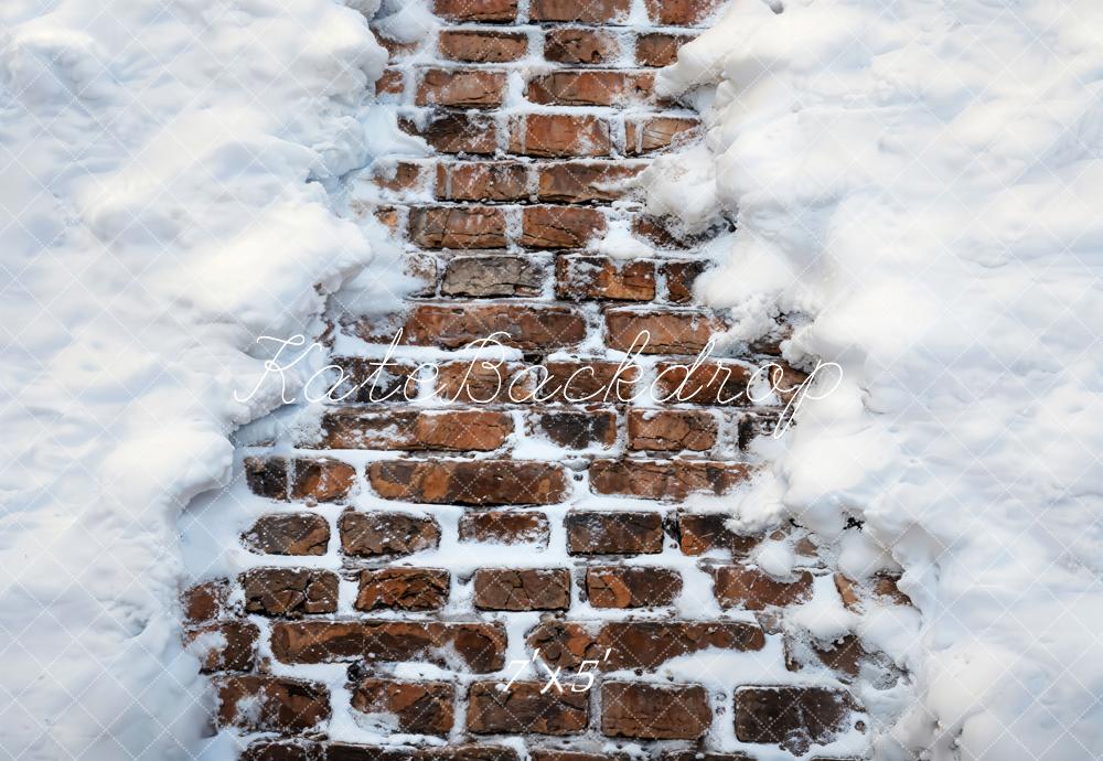 Kate Winter Snowy Brick Road Vinyl Floor Backdrop