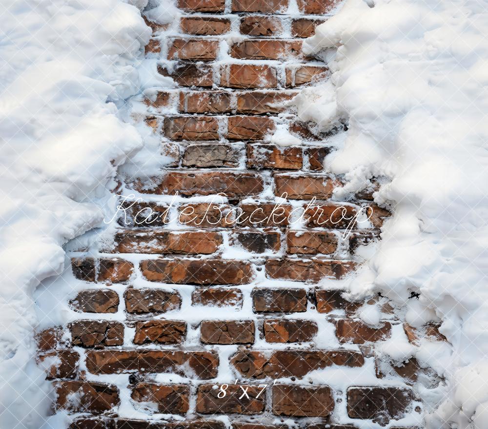 Kate Winter Snowy Brick Road Vinyl Floor Backdrop