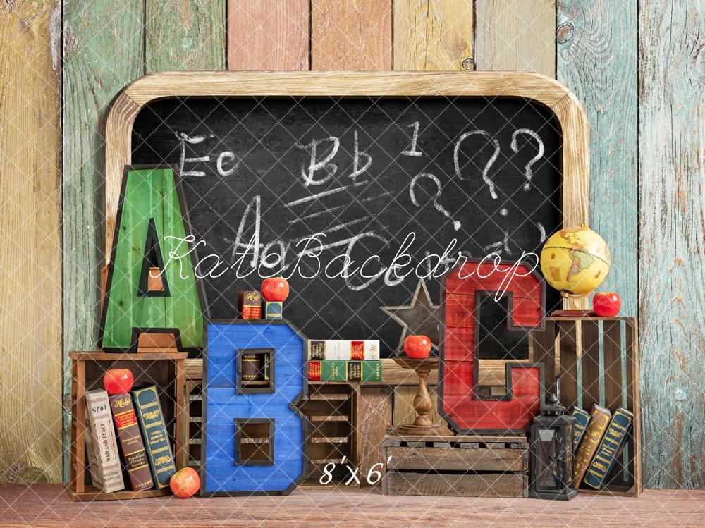 Kate Back to School Summer Blackboard Colorful ABC Fleece Backdrop