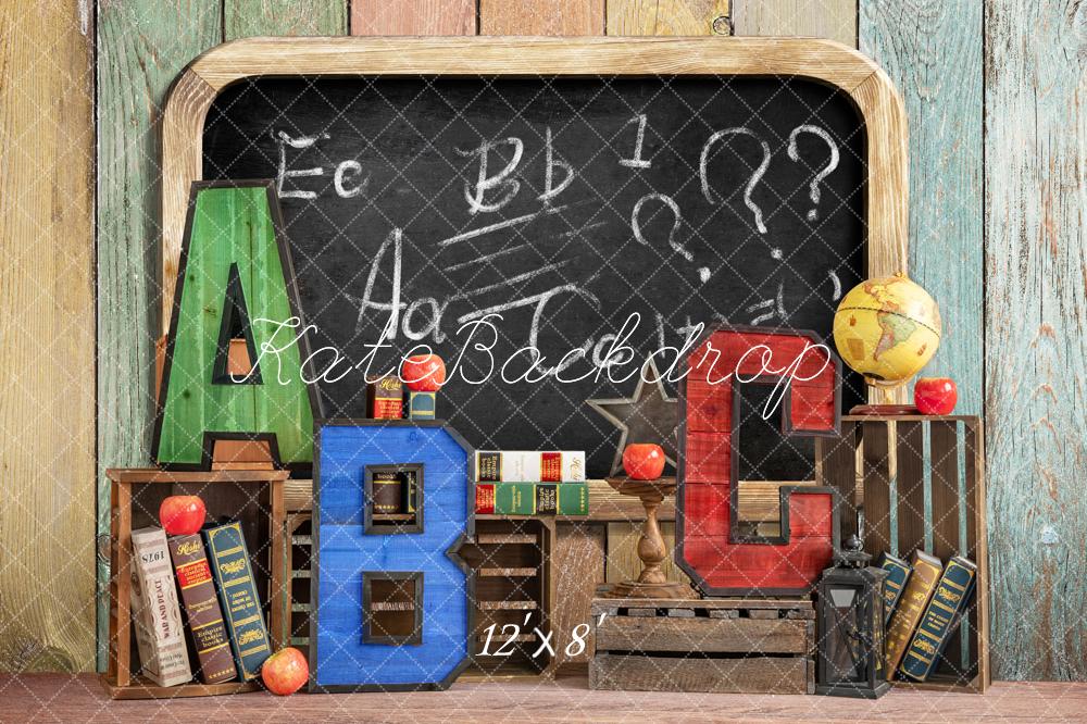 Kate Back to School Summer Blackboard Colorful ABC Fleece Backdrop