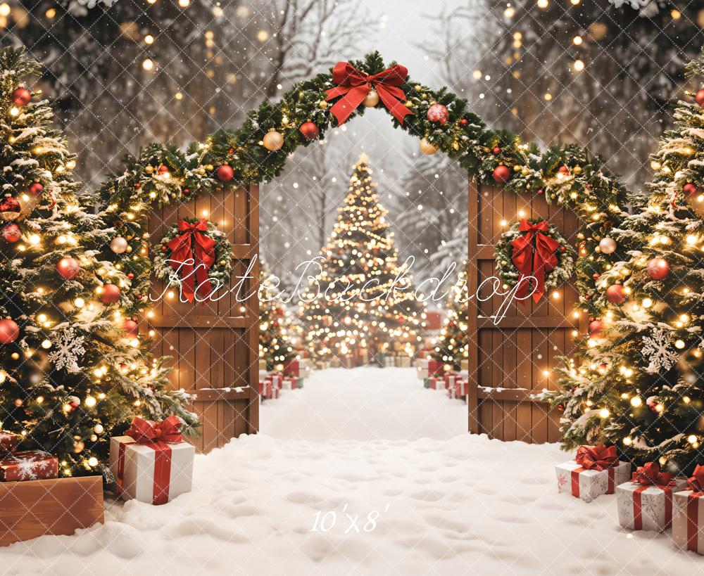 Kate Christmas Tree Garland Gifts Snow Backdrop Designed by Emetselch -UK