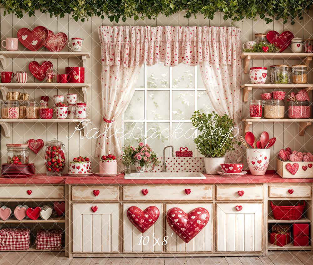 Lightning Deals Kate Valentine's Day Kitchen Red Heart Plates Backdrop Designed by Emetselch -UK