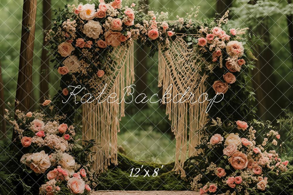 Kate Boho Floral Arch Forest Fleece Backdrop Designed by Emetselch -UK