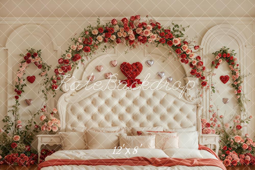Kate Valentine Headboard Floral Arch Fleece Backdrop Designed by Emetselch -UK