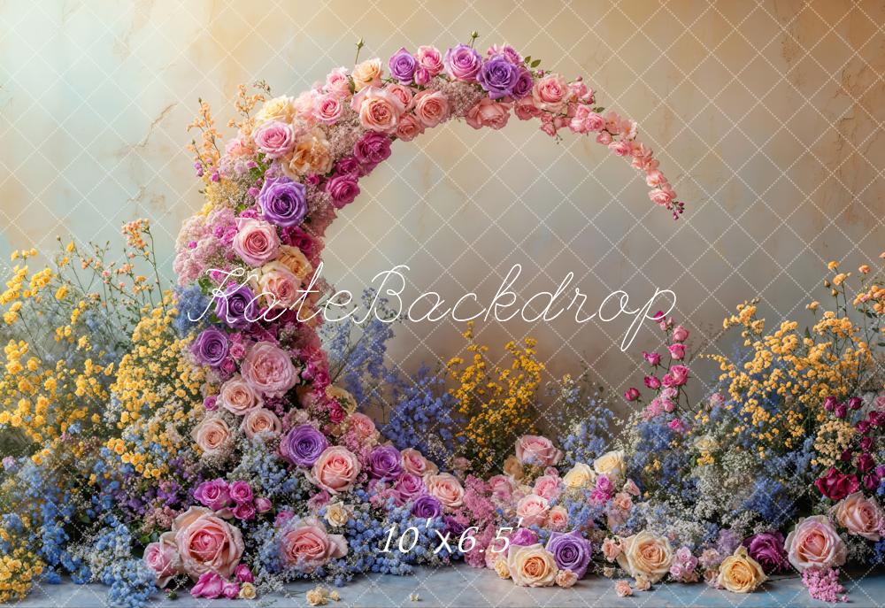 Kate Mother's Day Flower Arch Floral Moon Fleece Backdrop Designed by Emetselch -UK