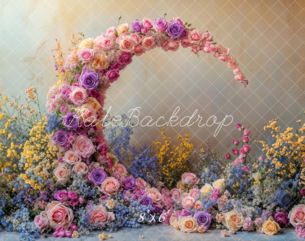 Kate Mother's Day Flower Arch Floral Moon Fleece Backdrop Designed by Emetselch -UK
