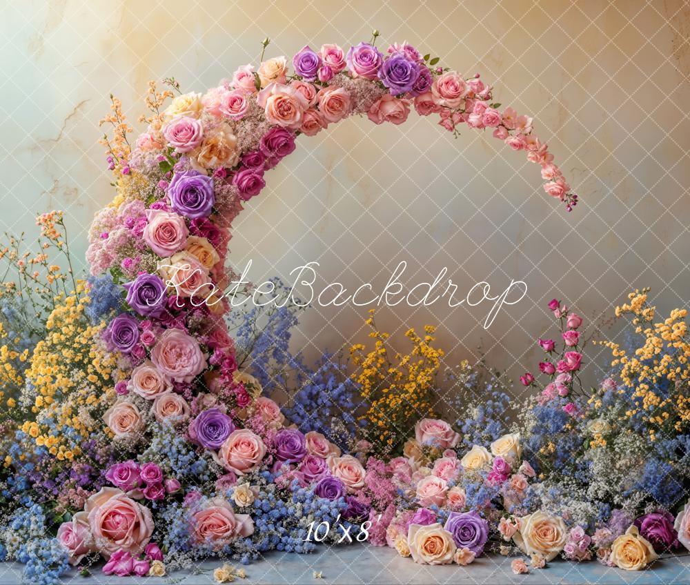 Kate Mother's Day Flower Arch Floral Moon Fleece Backdrop Designed by Emetselch -UK